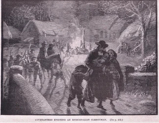 Covenanters expulsando um clérigo episcopal